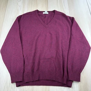 Suéter tejido L.L.Bean para hombre Burgungy 100 % lana de cordero cuello en V talla L - Imagen 1 de 10