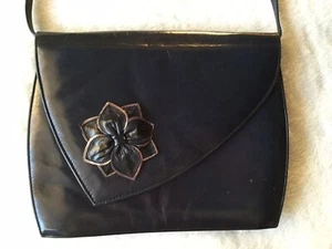 Vintage 1980s Russell & Bromley Navy Blue Spanish Leather Clutch Evening Handbag - Picture 1 of 10
