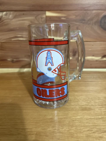 Vintage NFL Houston Oilers Glass 12Oz. Beer Mug Stein Sport Football Collectible Cover