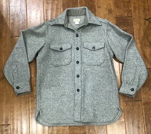 Vintage LLBean Unisex Tweed Wool Shirt Jacket Freeport Maine Medium Bluish Gray - Picture 1 of 8