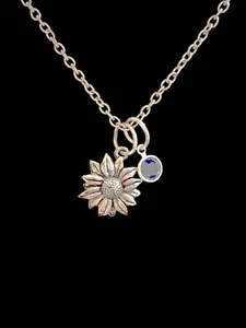 Birthstone Necklace Daisy Flower Sunflower Mother's Day Gift For Her Jewelry - Picture 1 of 2