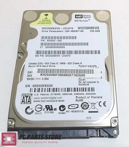 Western Digital 250GB 2.5 WD2500BEVS-22UST0 2061-701499-G00 02P FOR PARTS/REPAIR - Picture 1 of 5