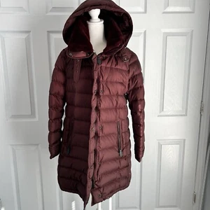 Burberry Brit XL Down Hooded Puffer Fur Collar Nova Check Lining No Belt - Picture 1 of 20