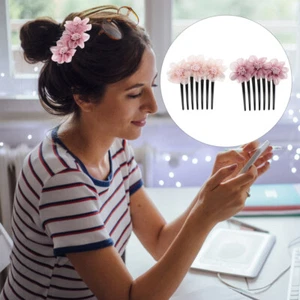 2 Pcs Insert Comb Hair Bride Flower Girl Headpiece Wedding Combs - Picture 1 of 12