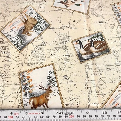 Tela de algodón mapa de caza vida silvestre Robert Kaufman de colección por media yarda Foto 1 de 2