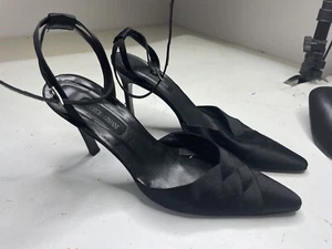 Giorgio Armani Womens Satin Pointed Toe Evening Pumps Heels Black Size 39.5 - Picture 1 of 11
