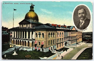 Postcard MA Boston State House Governor Eugene N Foss Portrait Inset DB 1911 - Picture 1 of 2