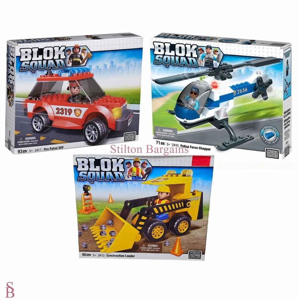 Mega Bloks Blok Squad Starter Sets - BNIB - digger, helicopter, car - Image 1 of 1