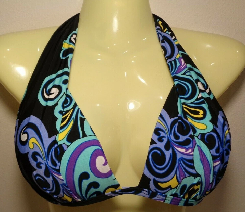 Kenneth Cole Talla 32 B Copa C TRIÁNGULO Periwinkle Nuevo Halter Bikini Traje de Baño Top Foto 1 de 4