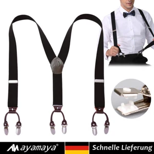 Hosenträger Herren Breit Y-Form Extra Stark 6 Clip Geschenke für Hosen 35mm 1.2m - Bild 1 von 9