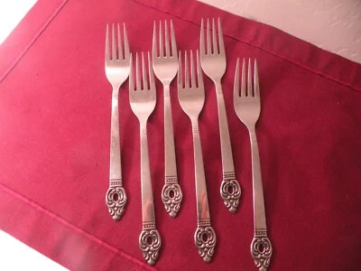 Set Of 6 Dinner Forks 1881 Rogers Oneida Danish Court Stainless 7 3/8" B - Image 1 of 4