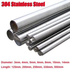304 Stainless Steel Round Metal Bar Solid Rod Dia 3mm-14mm Length 125mm-500mm - Picture 1 of 10