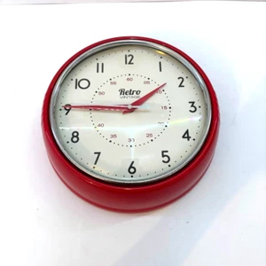 Quarz Runde Wanduhr Vintage Retro Rot - Bild 1 von 5