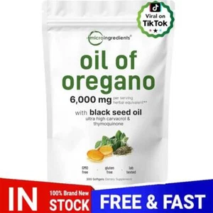 Micro$Ingredients Oil of Oregano 300 Softgel Oregano Oil with Black SeedOil-NEW - Picture 1 of 11