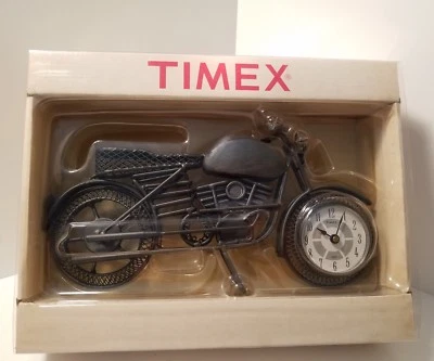 Timex Table Clock Wrought Iron Motorcycle New In Package   - Image 1 of 4