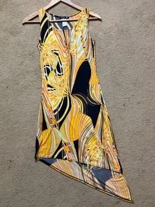 Vintage 90s Y2K 2000s Psychedelic Cyber Made in USA Asymmetrical Mini Dress S - Picture 1 of 5