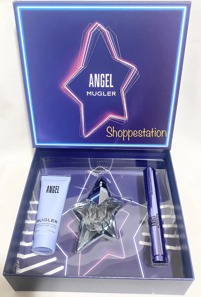 Angel by Mugler 3 Pc Gift Set for Women 0.8 oz perfume Perfuming Brush B/L