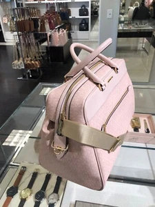 Michael Kors Women MK Duffle Large Weekender Bag Pink For Travel Vacation Trip - Picture 1 of 11