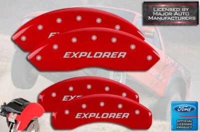 2020-2021 Ford "Explorer" Front + Rear Red MGP Brake Disc Caliper Covers 4pc Set - Изображение 1 из 4