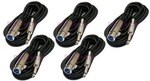 Paquete de 5 cables de audio micrófono enchufe mono hembra a 1/4" XLR de 3 pines de 15 pies  - Imagen 1 de 1