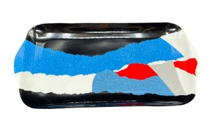 VTG MCM GEORGES BRIARD Collage Plate Dish Tray 12.5”X 6” Ceramic Red Blue Black - Picture 1 of 5
