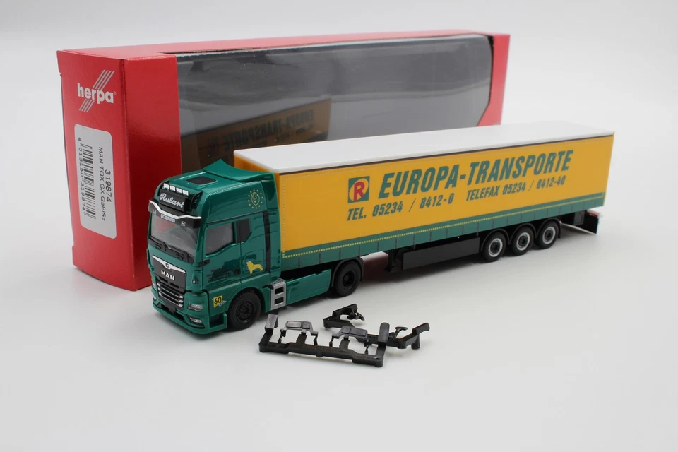Herpa MAN TGX GX curtainsidern-Semi-trailer "Rubart Europa-Transporte" No. 31987 — 第 1/1 张图片