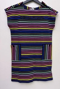 NWT SONIA RYKIEL stripe-pattern short-sleeve Dress Pockets Size 10 - Picture 1 of 7