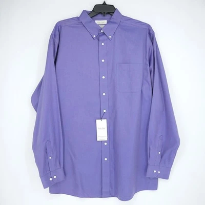 Roundtree & Yorke Gold Label Dress Shirt 18.5"-38/39" TALL Purple Non-Iron NWT - Image 1 of 4