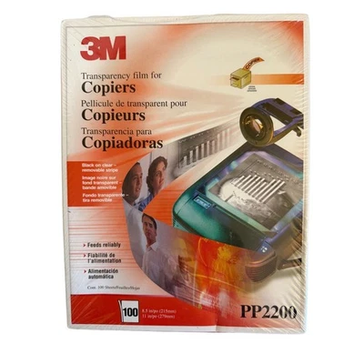3M PP2200 Transparency Film for Copiers Black on Clear Removable Stripe 100 Shts - Image 1 of 2