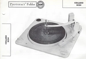 1955 Collaro RC54 Turntable Record Player Changer Photofact Manual Schematic - Picture 1 of 2