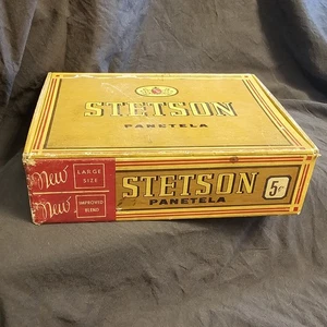 Caja de cigarros vintage Stetson Panetela EE. UU., vacía - Imagen 1 de 6
