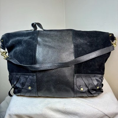 Bolso de mano grande de cuero negro Cynthia Vincent Foto 1 de 4