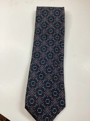 Corbata de seda Ted Lapidus vintage verde granate azul marino Foto 1 de 3