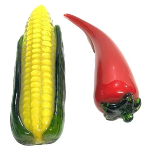 2 PISAPAPELES DE COLECCIÓN ESTILO MURANO MAÍZ EN LA MAZORCA Y PIMIENTO ROJO PICANTE MEXICANO - Imagen 1 de 14