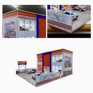 Diorama 1/64 Modellino Auto Garage Doppio Ponte Stazione Parcheggio Illuminazione LED Modello - Foto 1 di 9