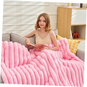 Cozy Soft Faux Fur Blanket, Super Heavy Warm Fluffy Thick Blanket for Couch & - Picture 1 of 8