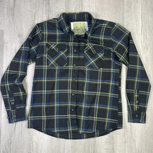 Dixxon Flannel Shirt Size Large Women Black Green Plaid Infectious Grooves Top R - Picture 1 of 9