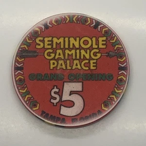 Seminole Gaming Paace Casino $5 Chip Tampa Florida Gran Inauguración 1992 - Imagen 1 de 2