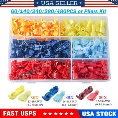 Kit de conectores de cable de empalme rápido terminales de crimpado de cable eléctrico de grifo en T 60/480 piezas Foto 1 de 4