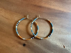 Gold-filled Wire Beaded Hoops - Picture 1 of 3