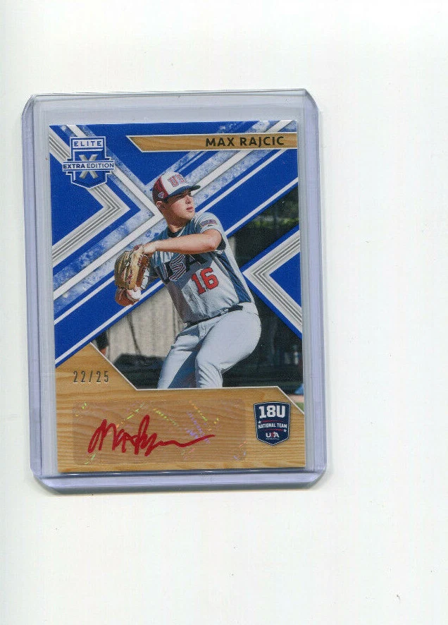 2019 Elite Extra Edition 18U Autographs Blue Max Rajcic Red Ink Auto 22/25 - Image 1 of 1