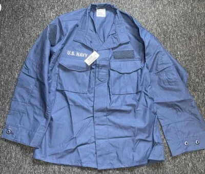 美国海军 2POC 两件式蓝色衬衫纽扣防火大号长款 — 第 1/3 张图片