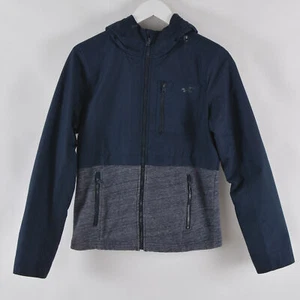 Hollister Women's Windbreaker Jacket Medium M Navy Blue/Gray Hooded Full Zip - Picture 1 of 5