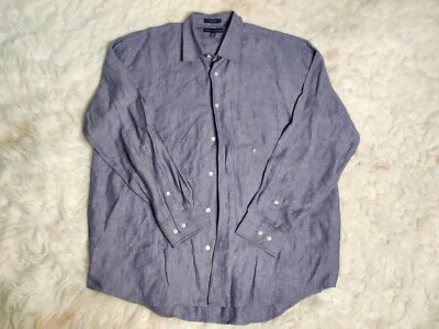 Grant Thomas Mens Pure Linen Long Sleeve Shirt Large Foto 1 de 4