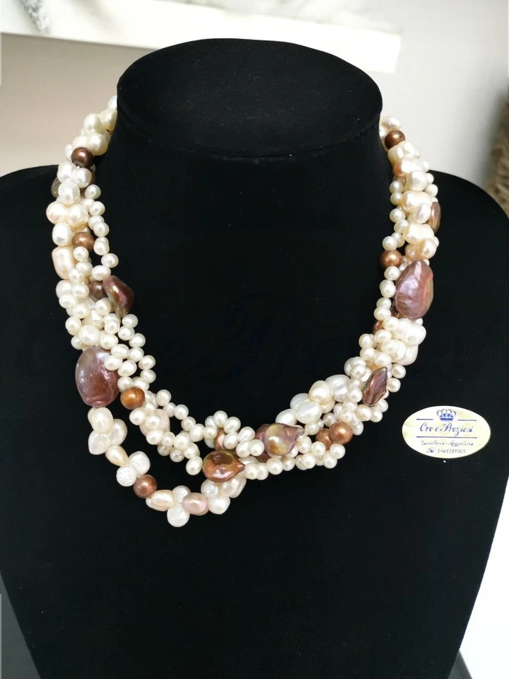 COLLANA MULTIFILO IN PERLE CON GANCIO IN ARGENTO - Made in Torre del Greco - Immagine 1 di 1