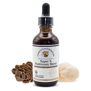 Super 5 Mushroom Extract Dual Extracted 1oz 2oz | Reishi, Chaga, Lion's Mane, Tu - Picture 1 of 8