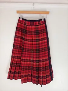 Yves Saint Laurent Rive Gauche Women Taratan Plaid Skirts Classic 1970s Red Wool - Picture 1 of 4