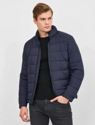 ZARA Man Water Repellent Puffer Jacket 7248/400/401 Navy Interior Hood XXL NWT - Image 1 of 4