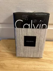 New Calvin Klein Strata Sandwash Gray King Pillowcases Pair - Picture 1 of 3