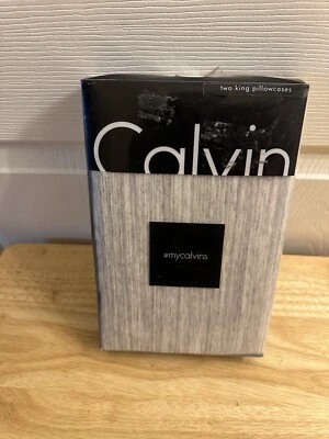 New Calvin Klein Strata Sandwash Gray King Pillowcases Pair - Image 1 of 3